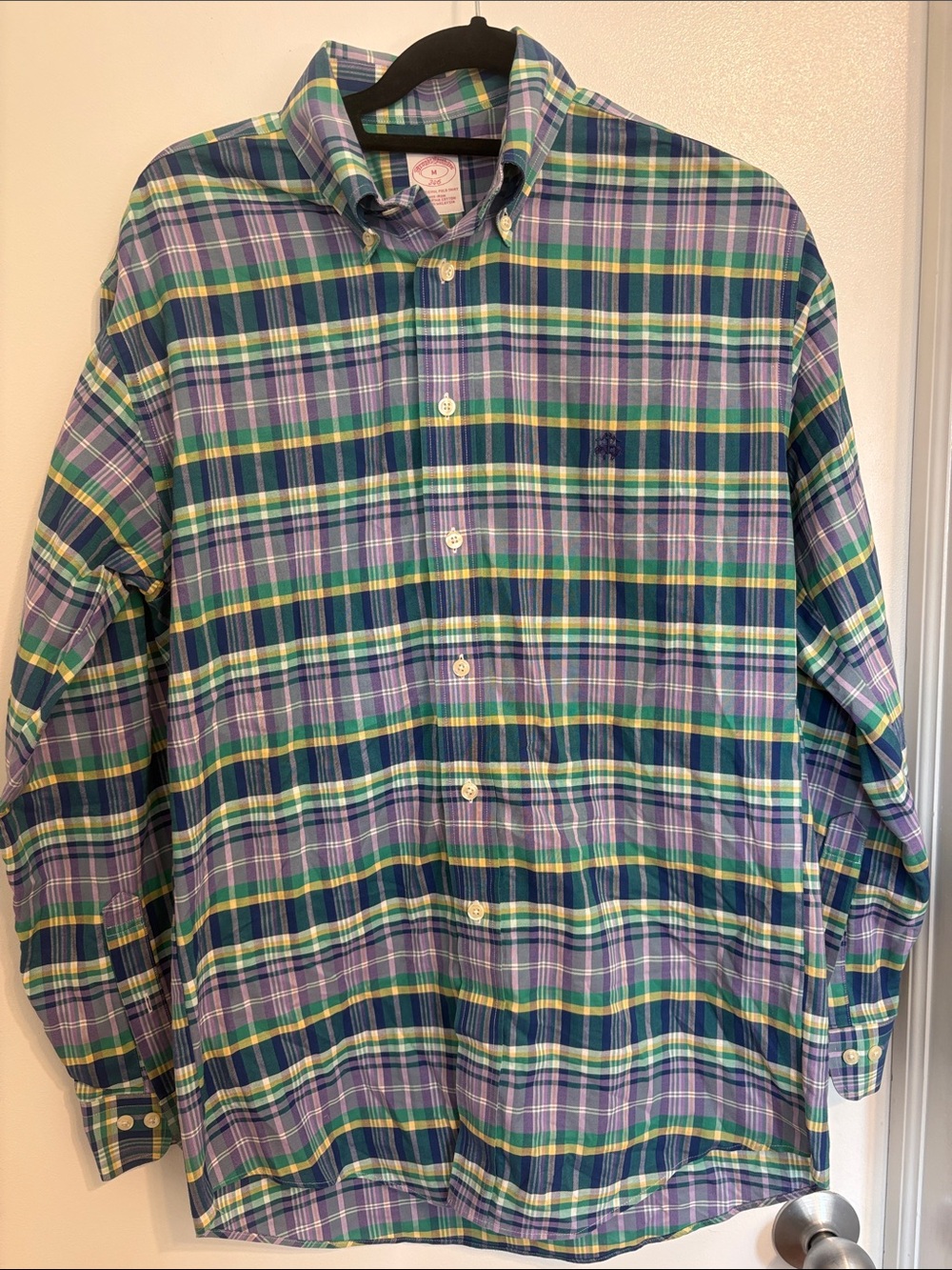 Brooks Brothers Purple, Green & Blue Plaid Button-Down Shirt